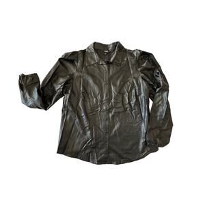 Express Black Faux Leather Women’s Button Down Shirt L